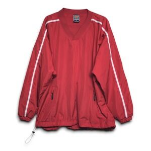 Easton‎ Men's Red Windbreaker Pullover Jacket White Stripe Size L